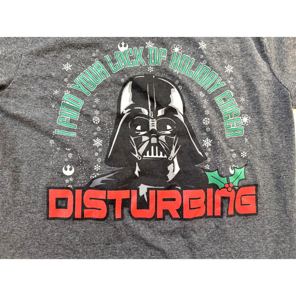 Star Wars Darth Vader Shirt Mens Medium Gray Christmas Holiday Graphic Disney - Picture 2 of 6